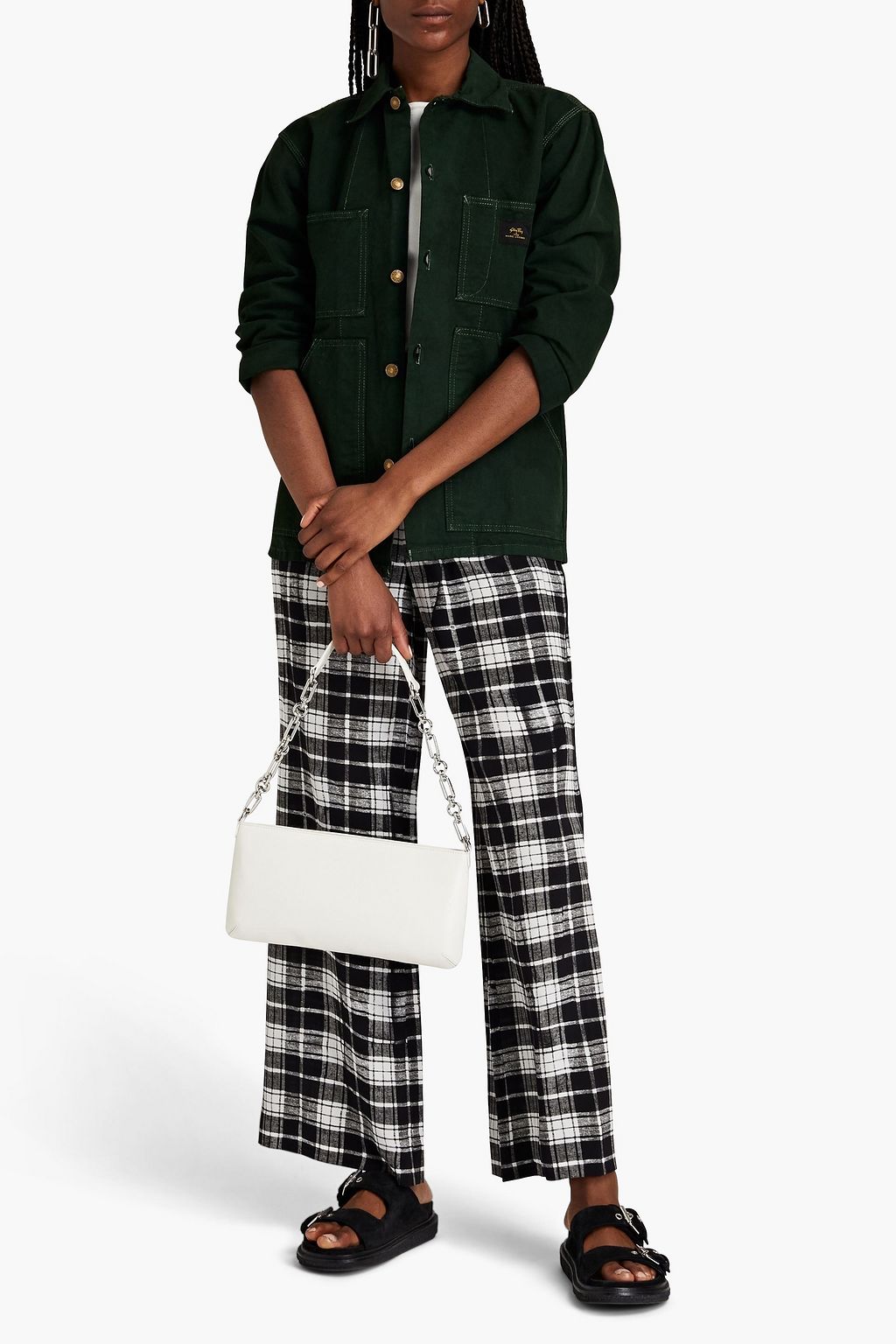 MARC JACOBS Checked silk wide-leg pants