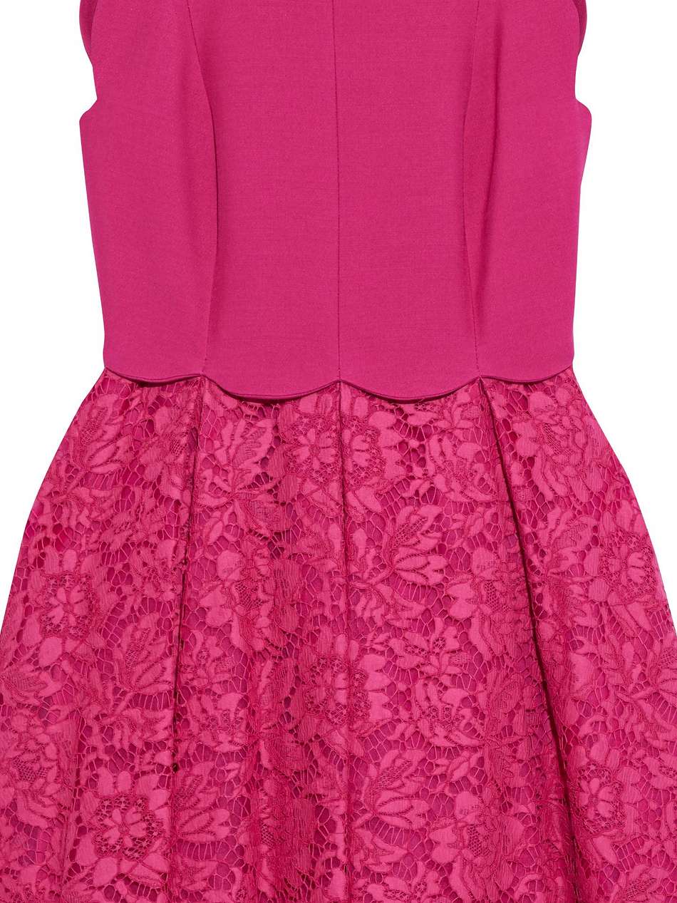 wool and silk-blend crepe and corded lace mini dress