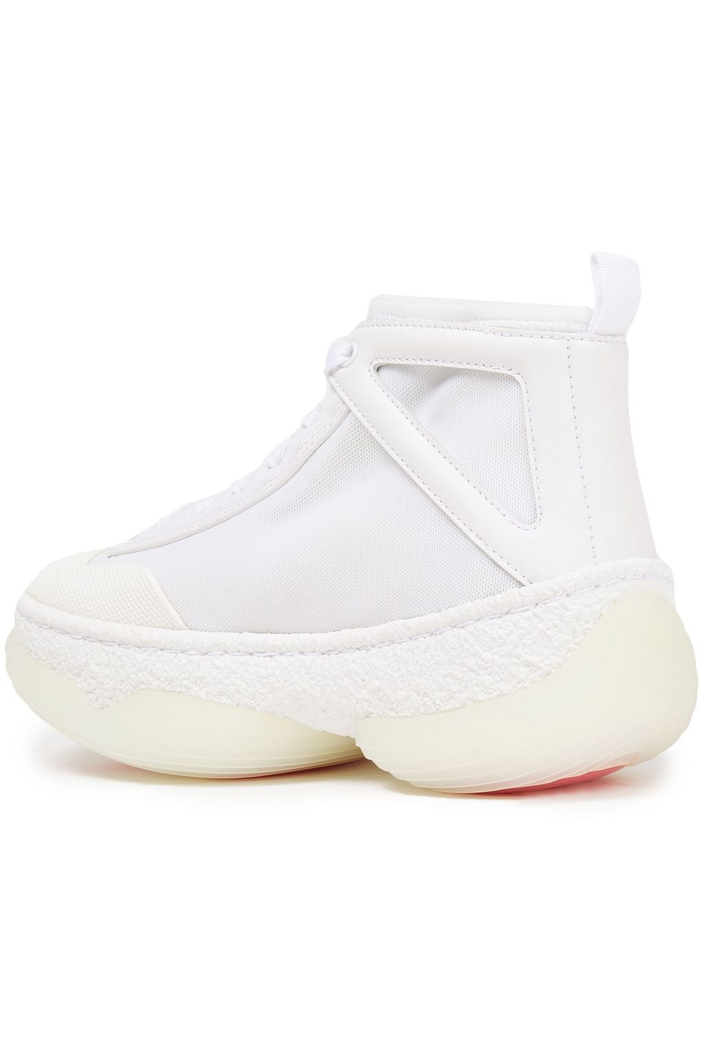 ALEXANDER WANG A1 leather-trimmed mesh high-top sneakers