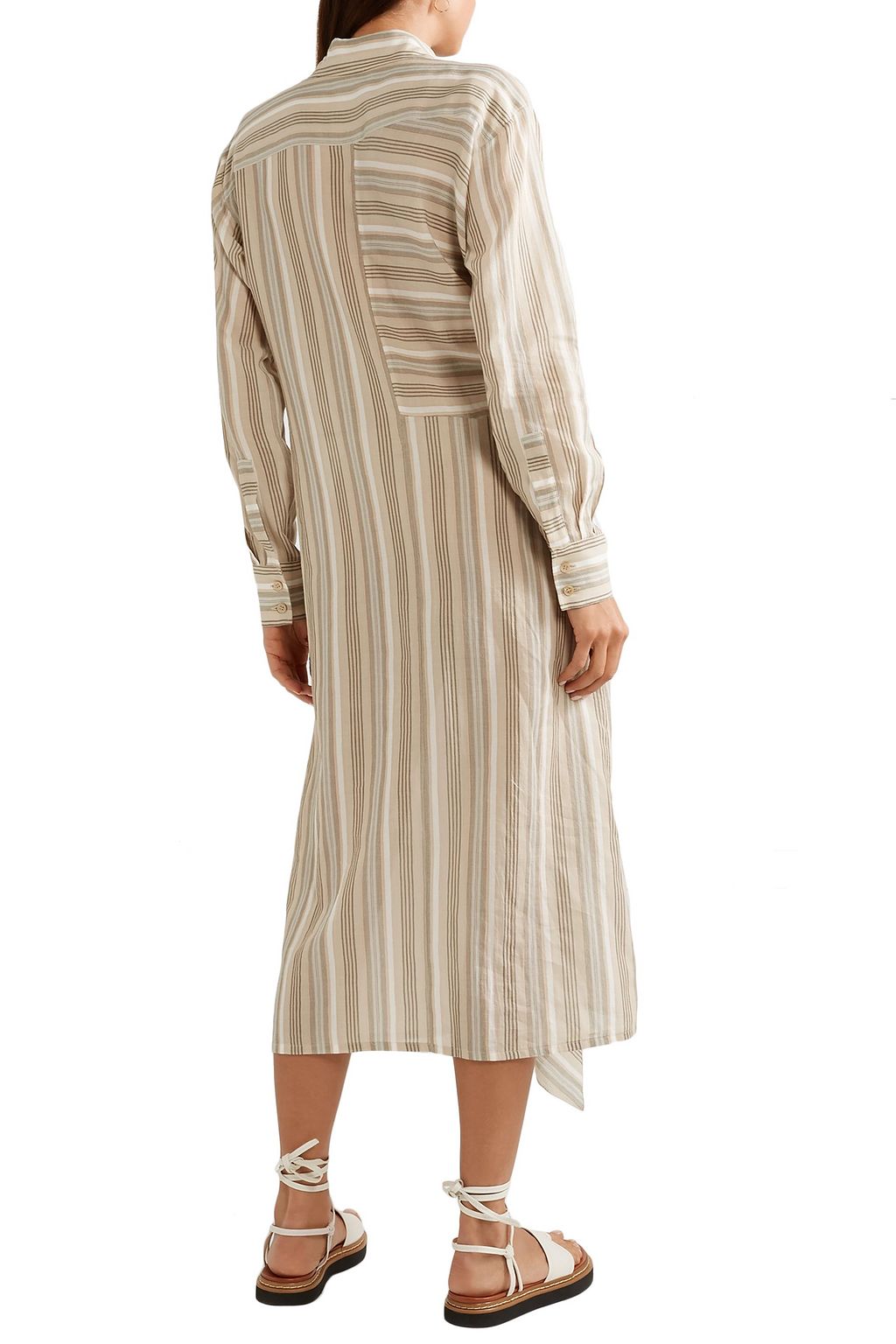ACNE STUDIOS Daniela tie-front striped cotton-voile midi shirt dress
