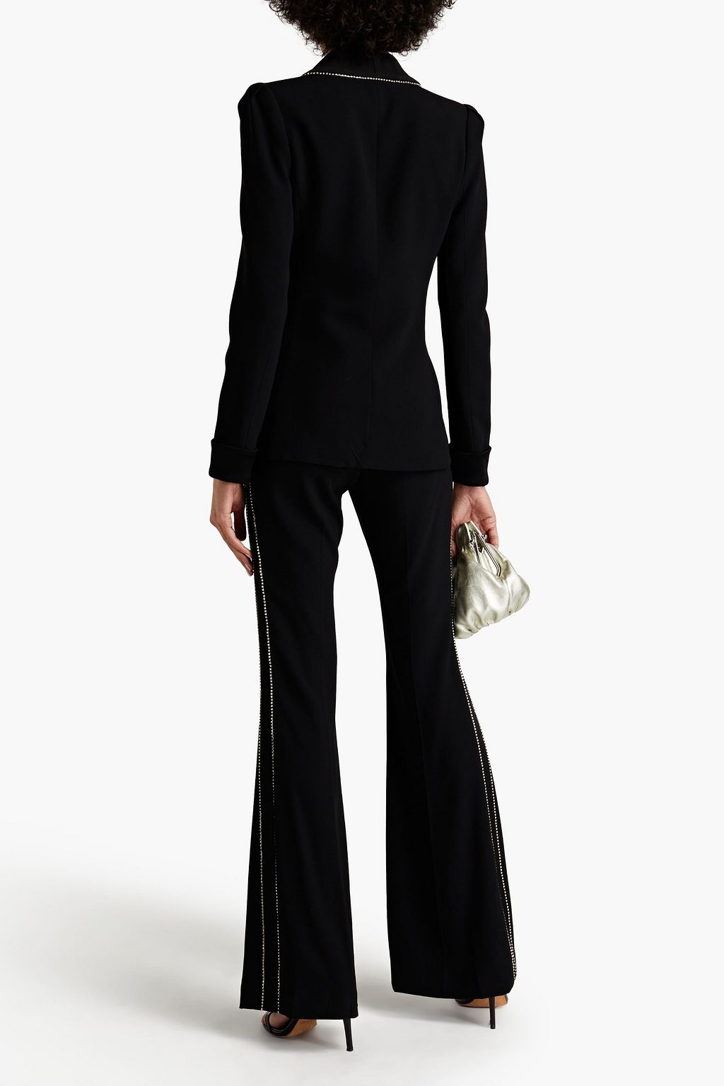 RACHEL ZOE Crystal-embellished crepe flared pants