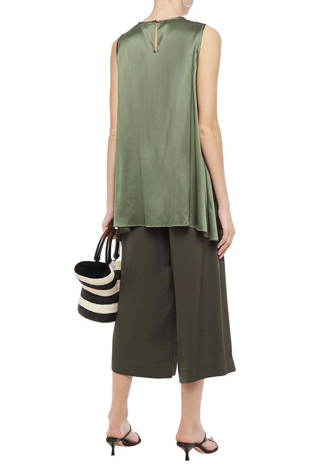 BRUNELLO CUCINELLI Bead-embellished stretch silk-satin tank
