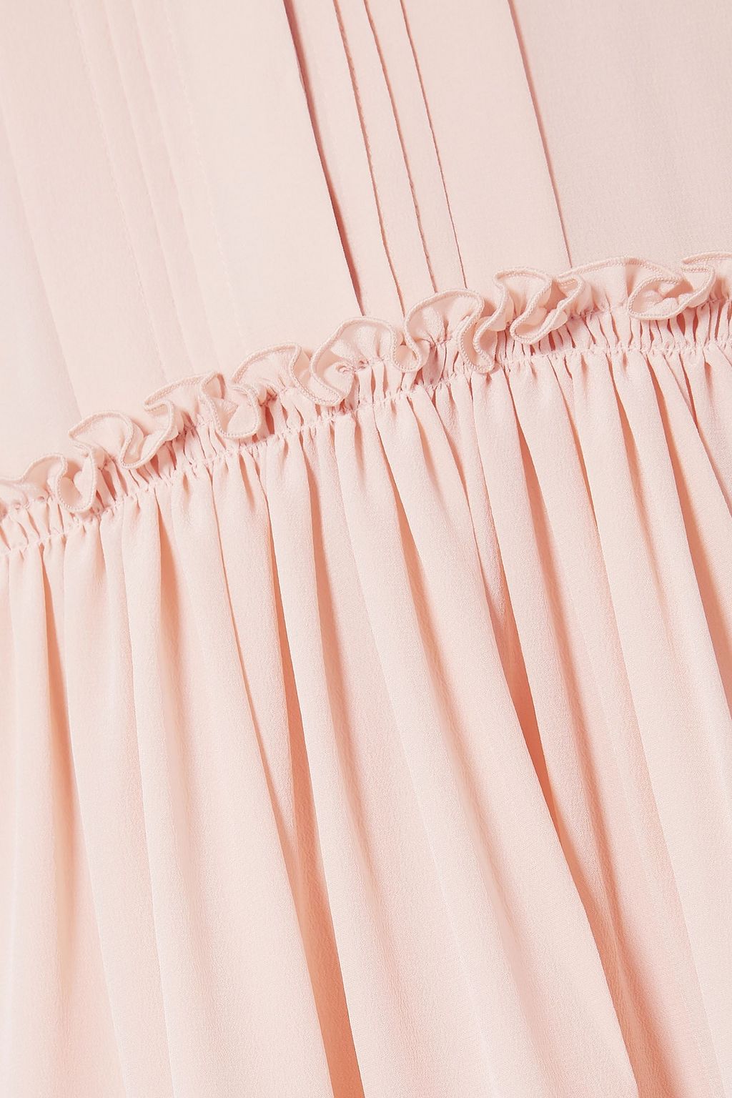 CHLOÉ ギャザー&ピンタック入り シルククレープ ミニワンピース