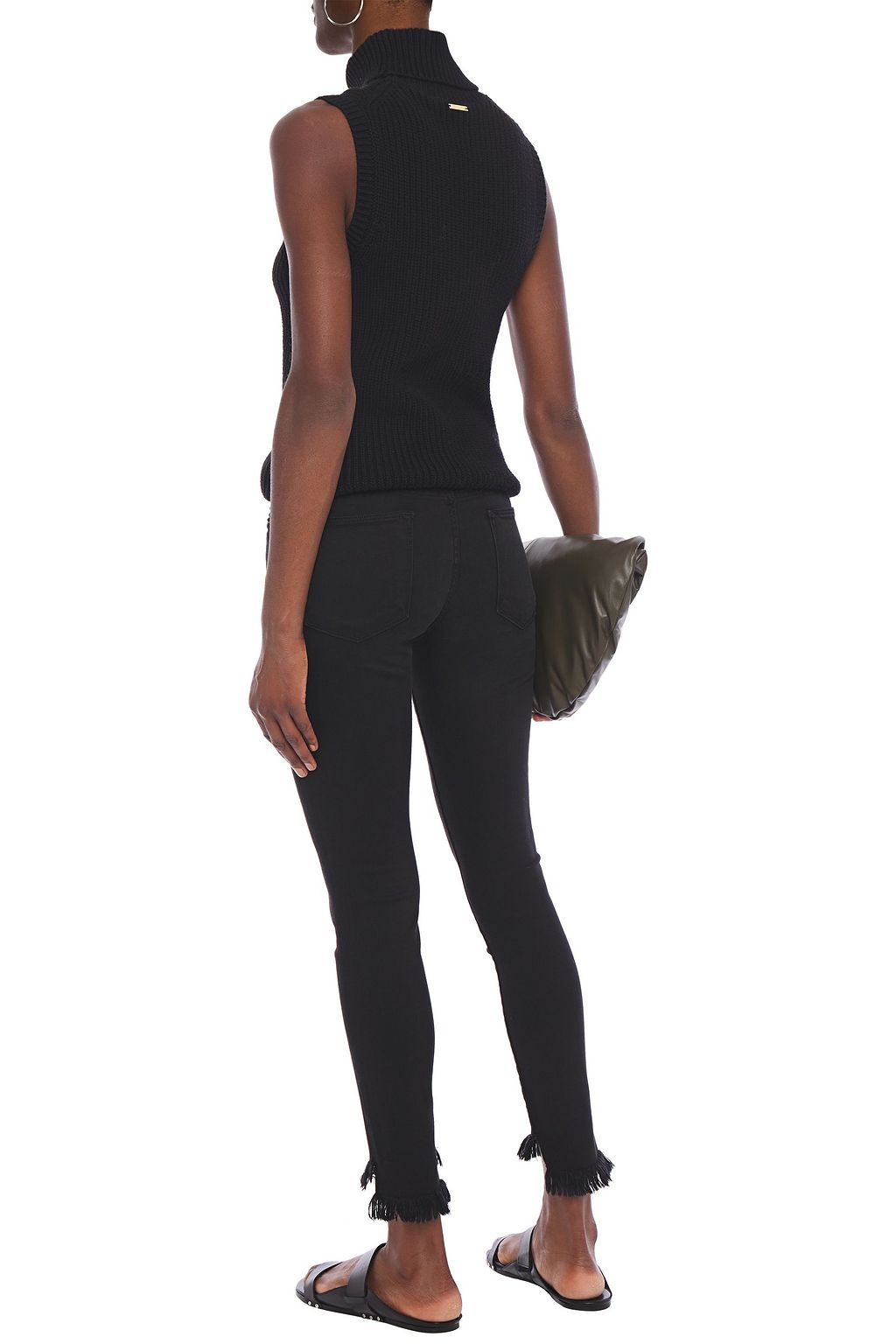 FRAME Le High Skinny frayed high-rise skinny jeans