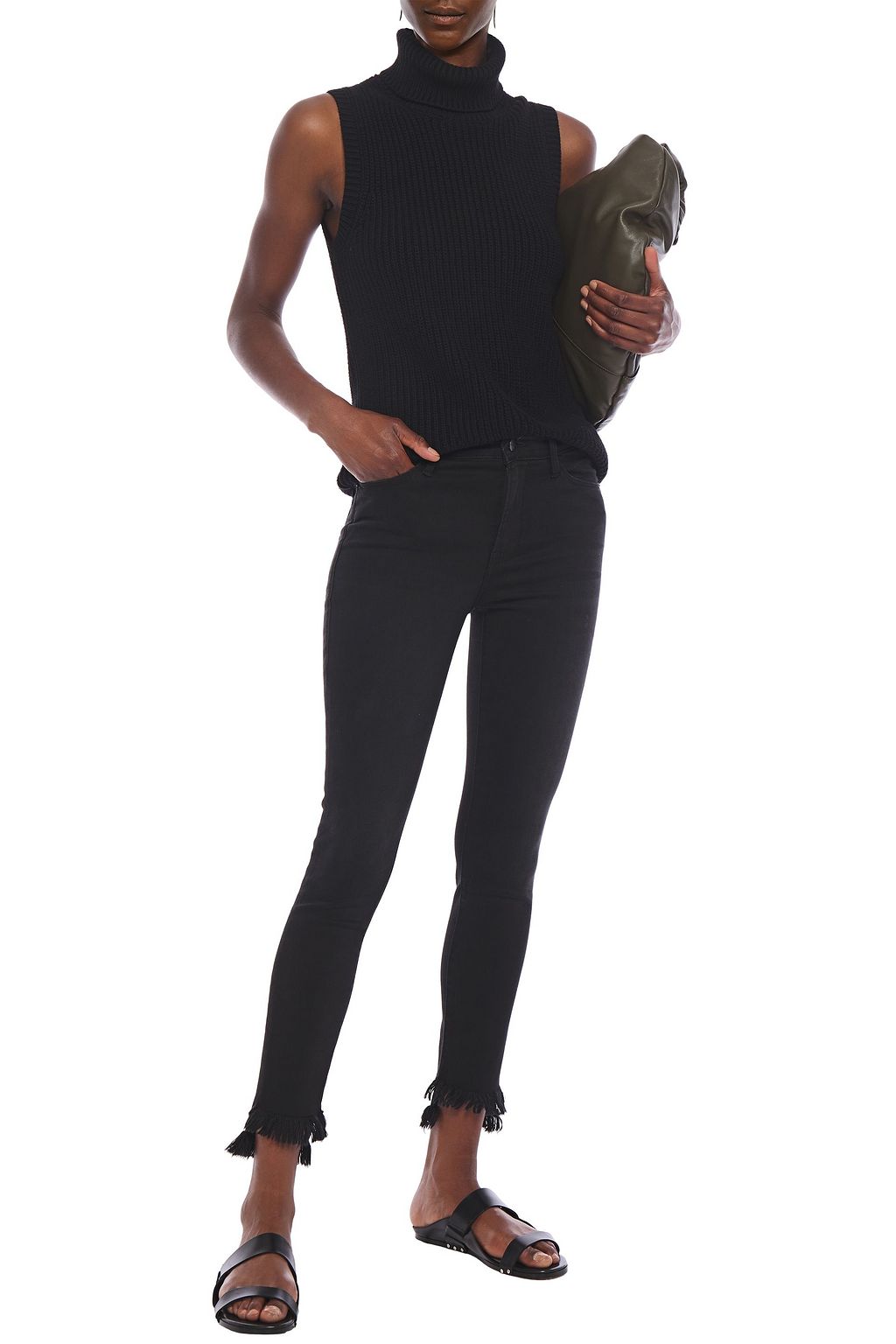 FRAME Le High Skinny frayed high-rise skinny jeans