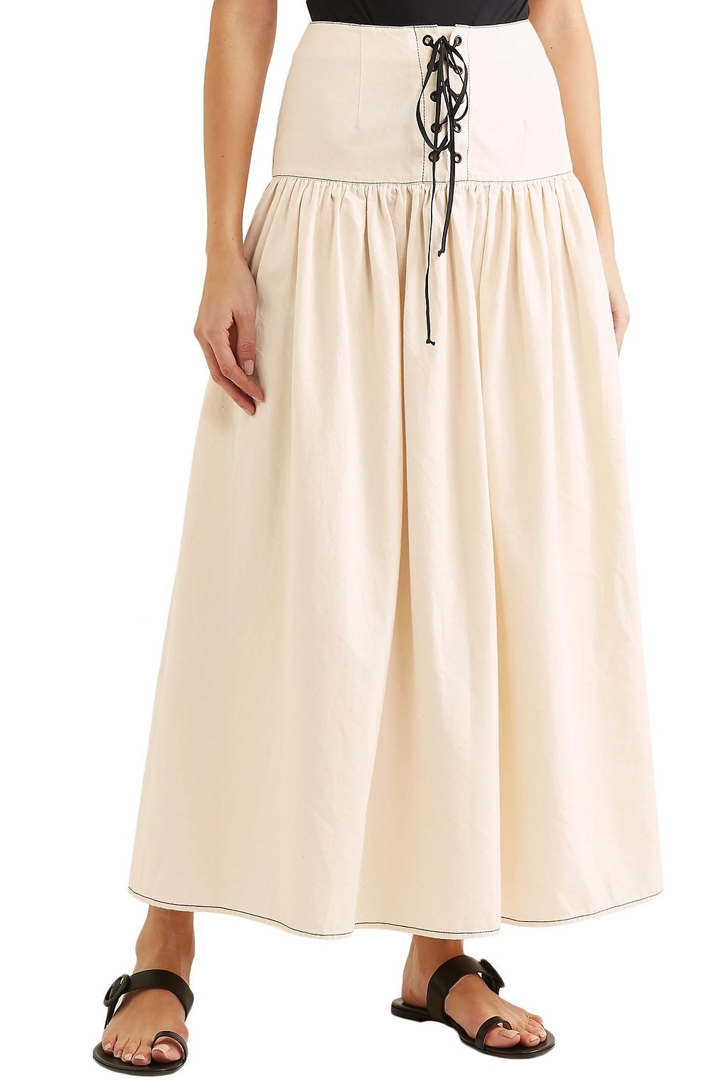MARYSIA Northhave lace-up denim maxi skirt