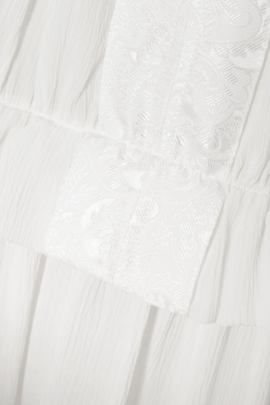 CHLOÉ Jacquard-trimmed ruffled silk-crepon midi dress