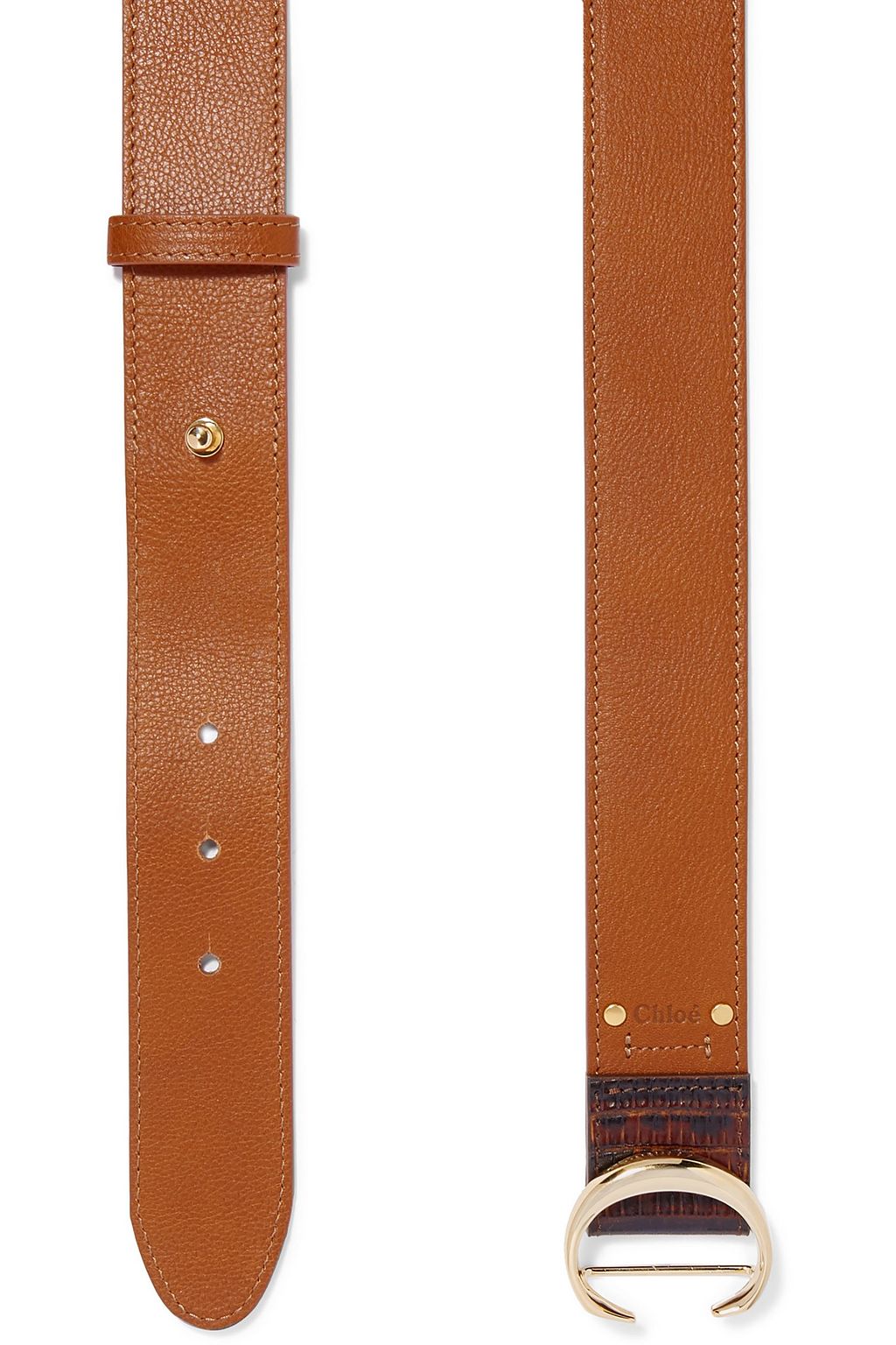 CHLOÉ Lizard-effect and smooth leather belt