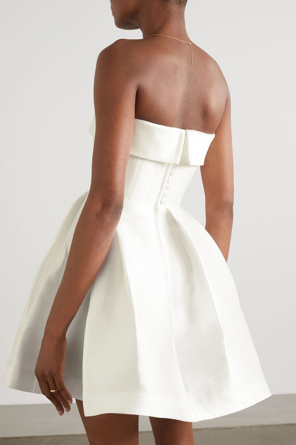 Shop Alex Perry Elyse Strapless Silk-faille Mini Dress In White