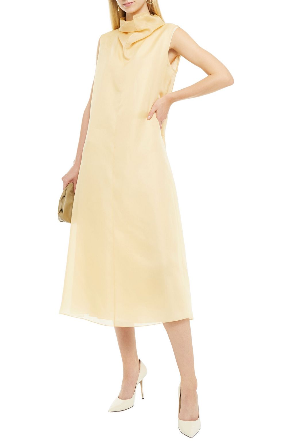 THE ROW Virginia draped silk-organza midi dress