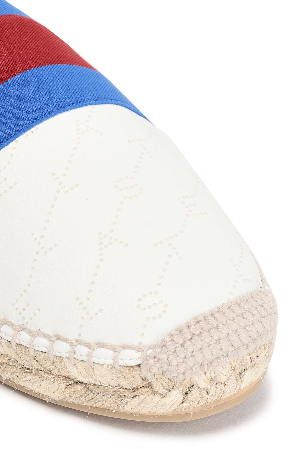STELLA MCCARTNEY Striped logo-embellished perforated faux leather espadrilles