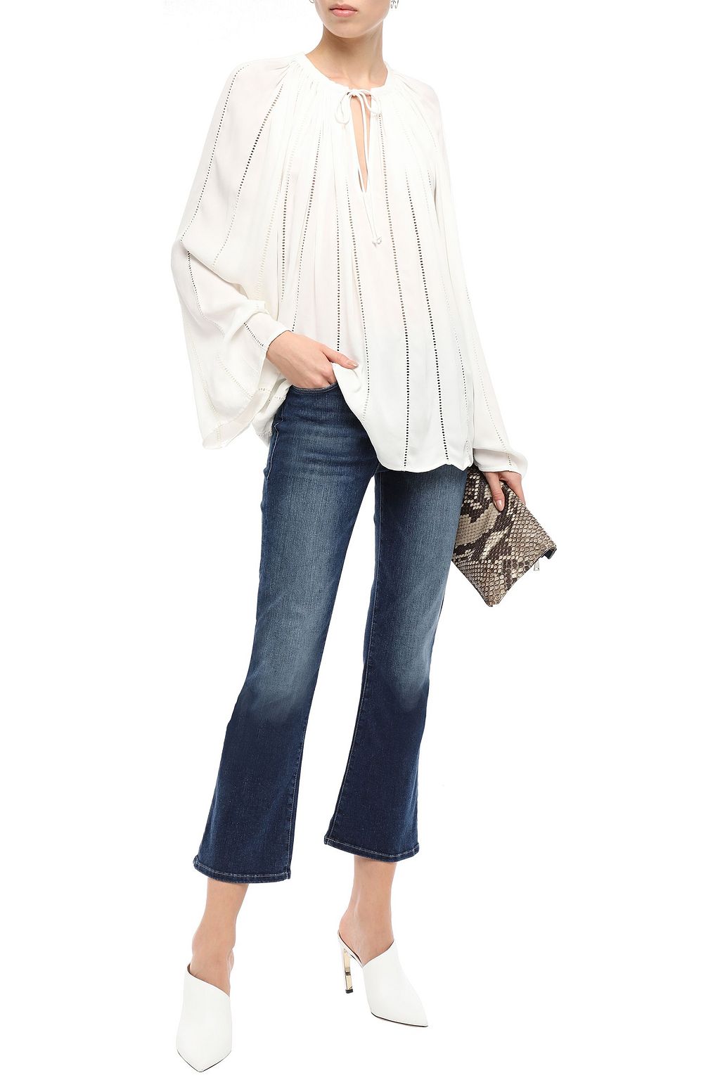 FRAME Faded high-rise kick-flare jeans