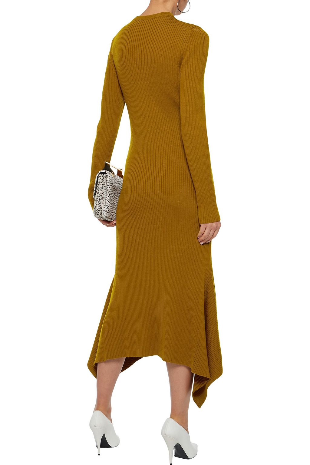 VICTORIA BECKHAM Asymmetric ribbed wool midi dress