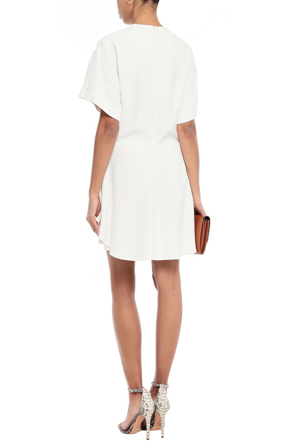 VICTORIA BECKHAM Draped chain-trimmed piqué mini dress