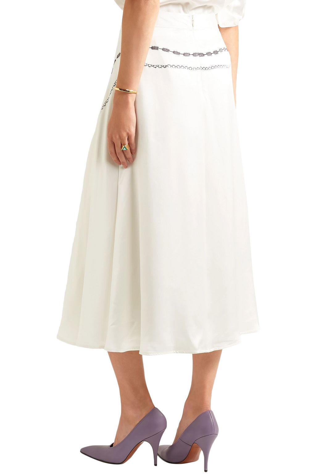 VICTORIA BECKHAM Printed silk-satin midi skirt
