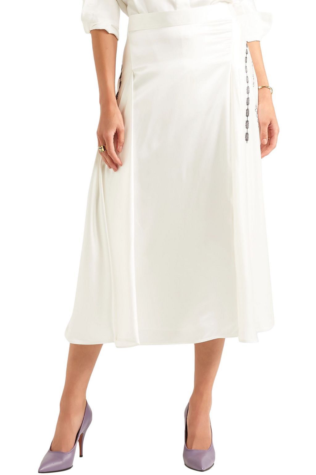 VICTORIA BECKHAM Printed silk-satin midi skirt