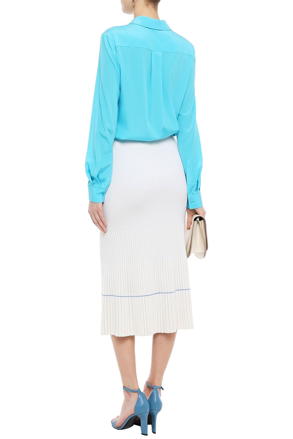 VICTORIA BECKHAM Ribbed wool-blend midi skirt