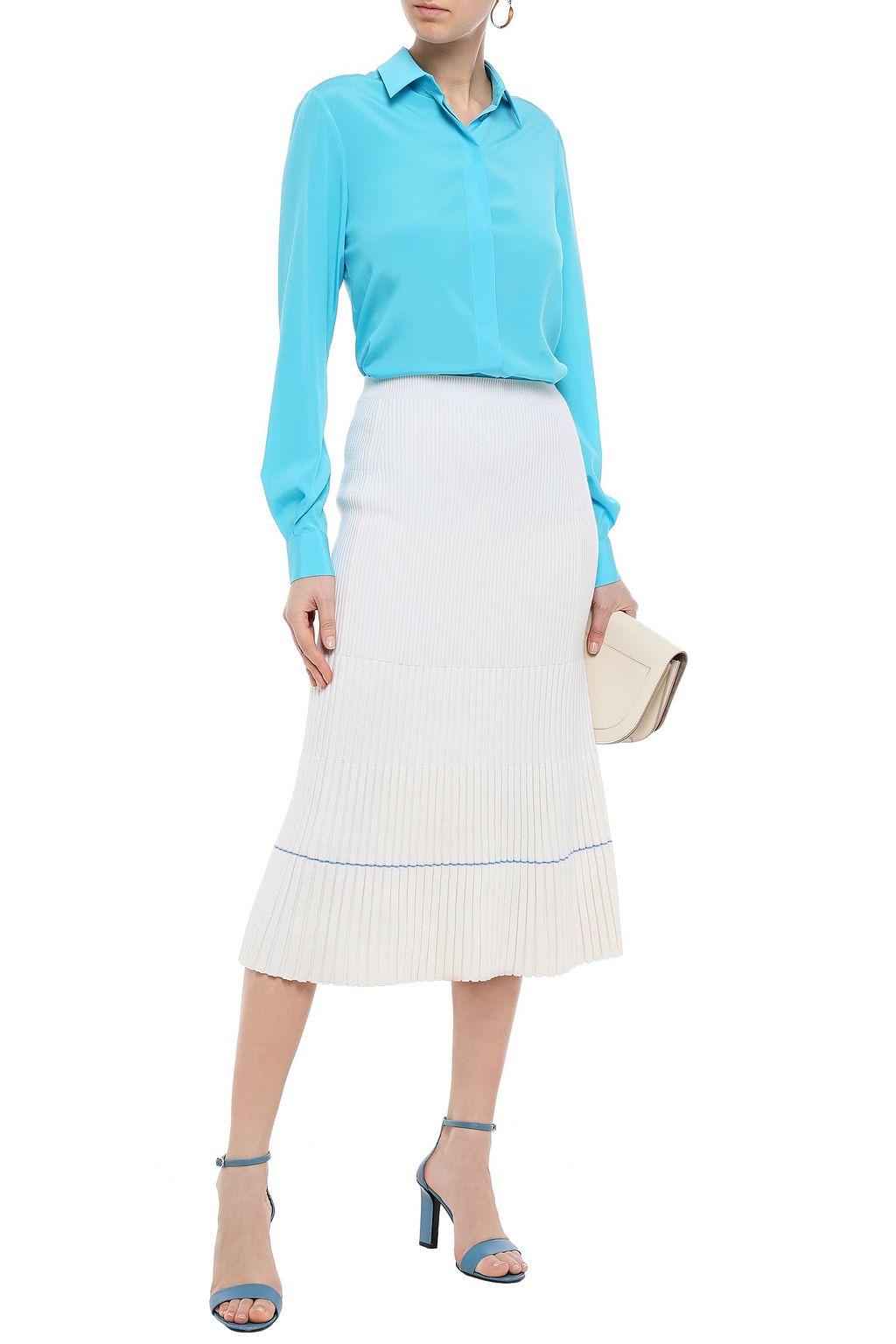 VICTORIA BECKHAM Ribbed wool-blend midi skirt
