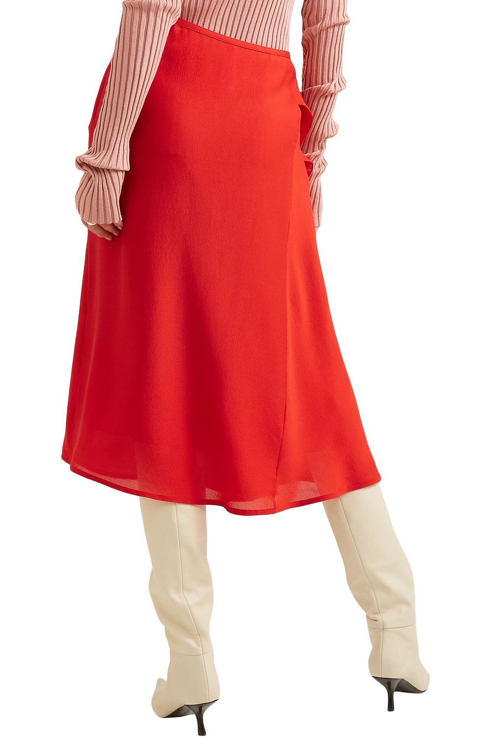 VICTORIA BECKHAM Ruffle-trimmed pintucked silk skirt