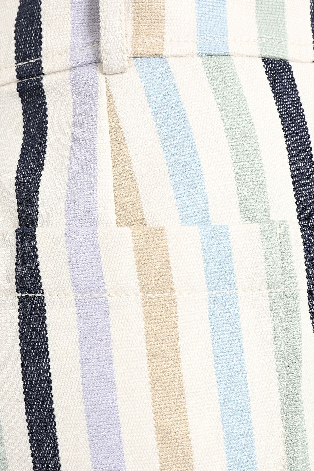 TORY BURCH Cropped striped cotton-canvas straight-leg pants