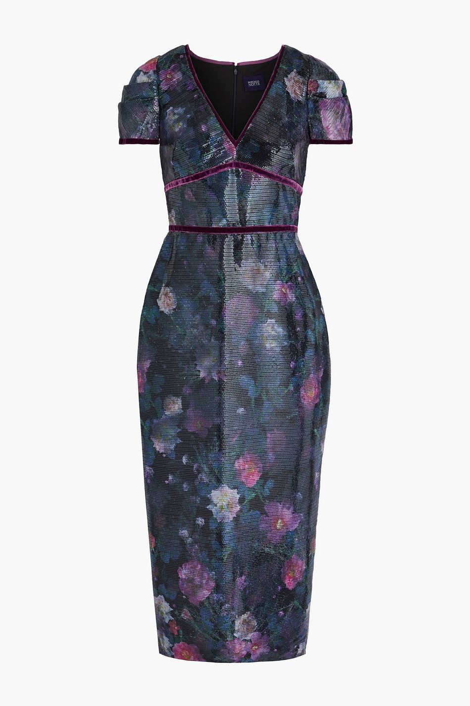 marchesa notte artwork sequin dress
