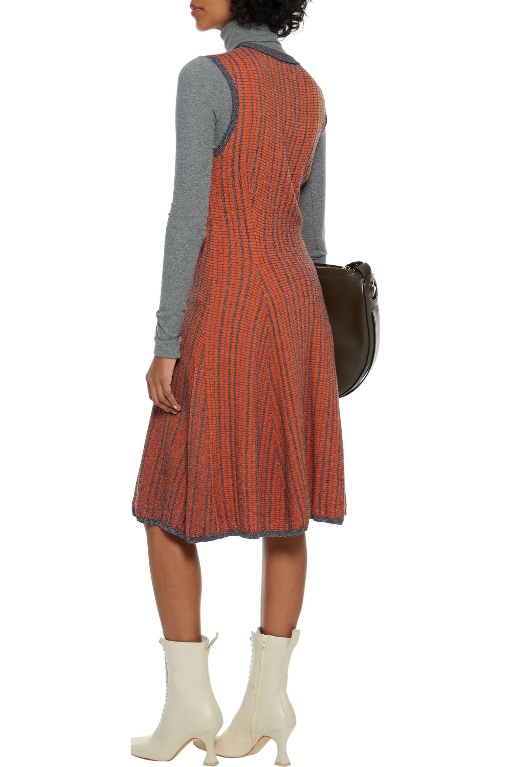 VICTORIA BECKHAM Pleated wool and cotton-blend jacquard dress