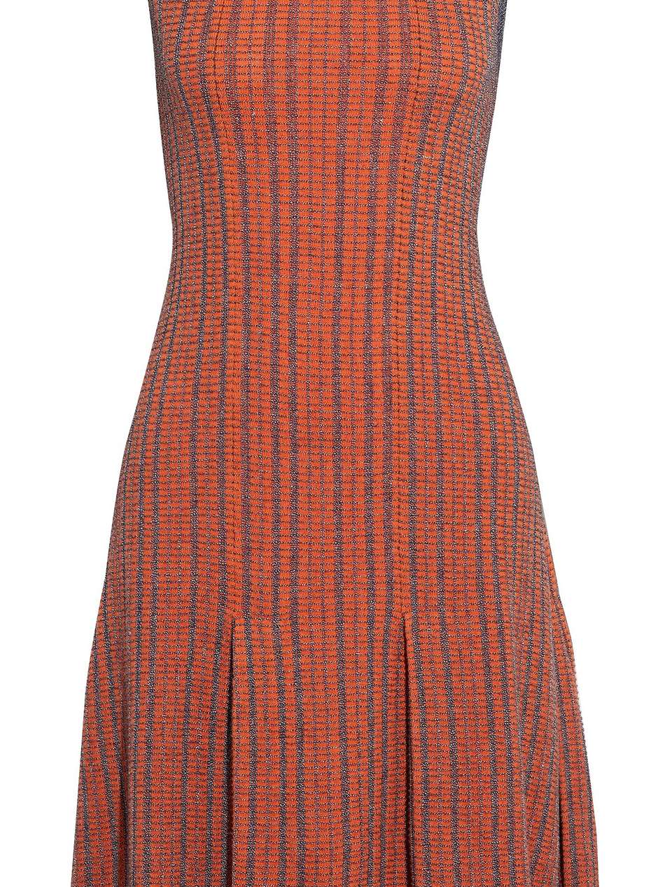 pleated wool and cotton-blend jacquard dress