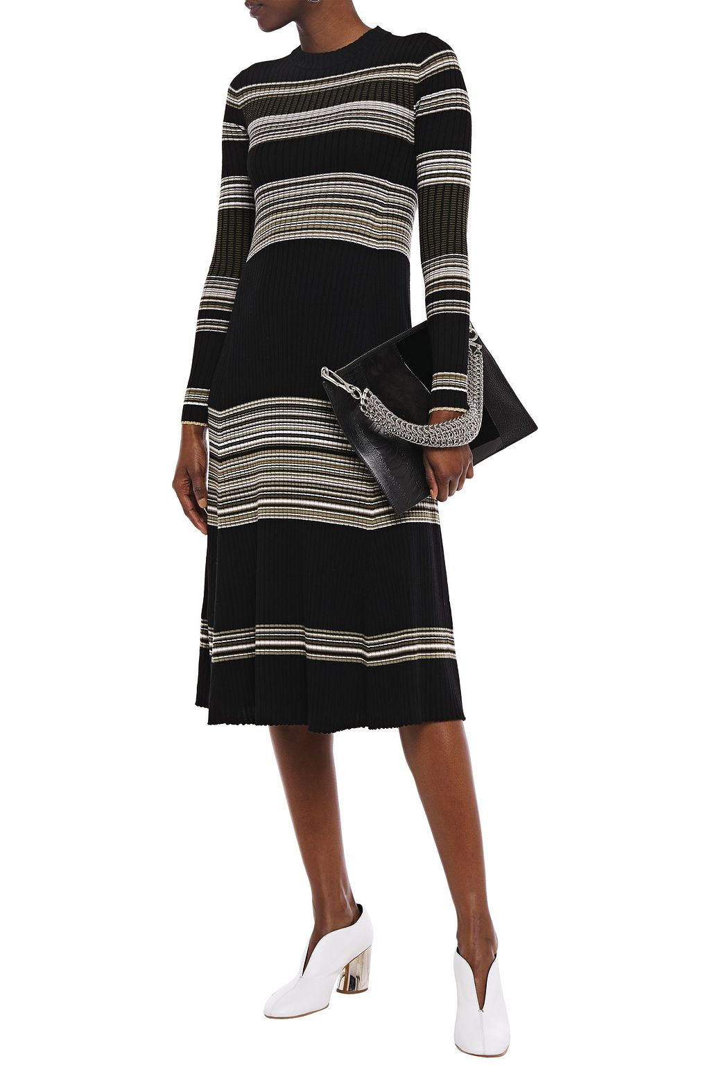 PROENZA SCHOULER Striped ribbed wool-blend midi dress