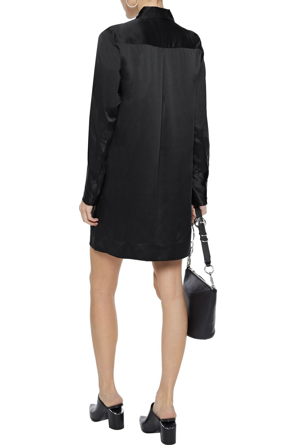 NILI LOTAN Cassidy silk-satin mini shirt dress