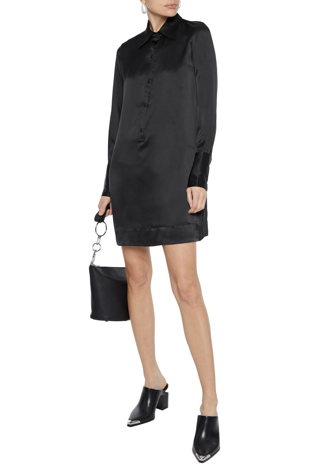 NILI LOTAN Cassidy silk-satin mini shirt dress