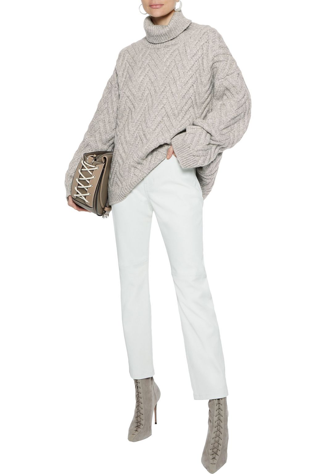 NILI LOTAN Lee cable-knit wool-blend turtleneck sweater
