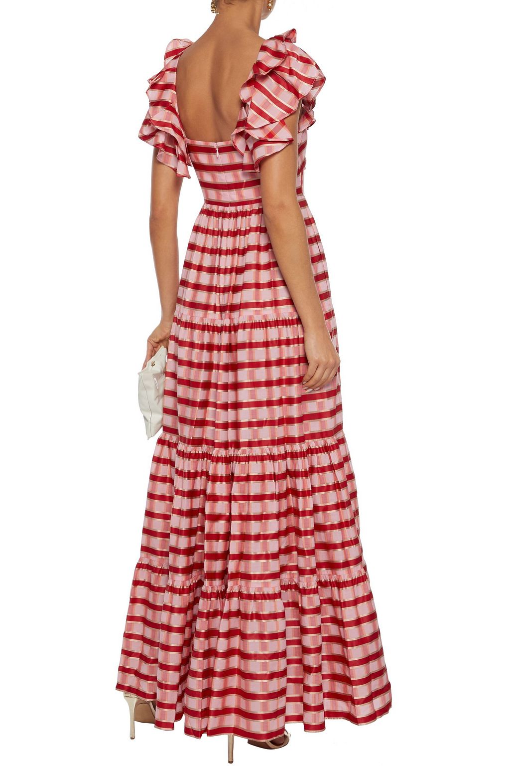 DIANE VON FURSTENBERG Shea twist-front cutout checked organza maxi dress