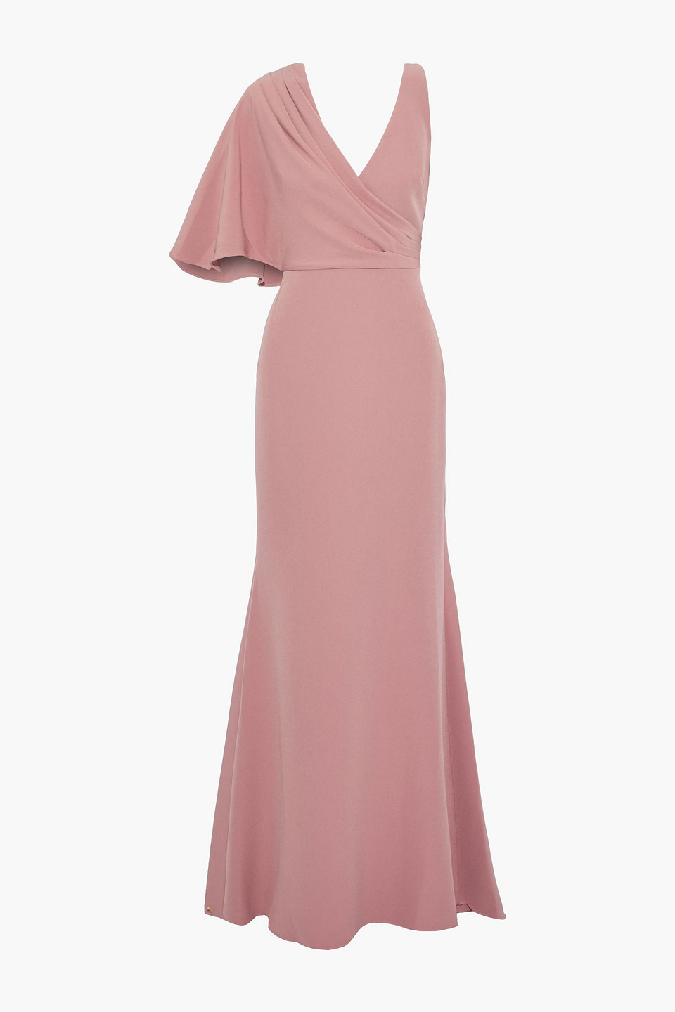 badgley mischka - asymmetric fluted crepe gown - pink - us 4