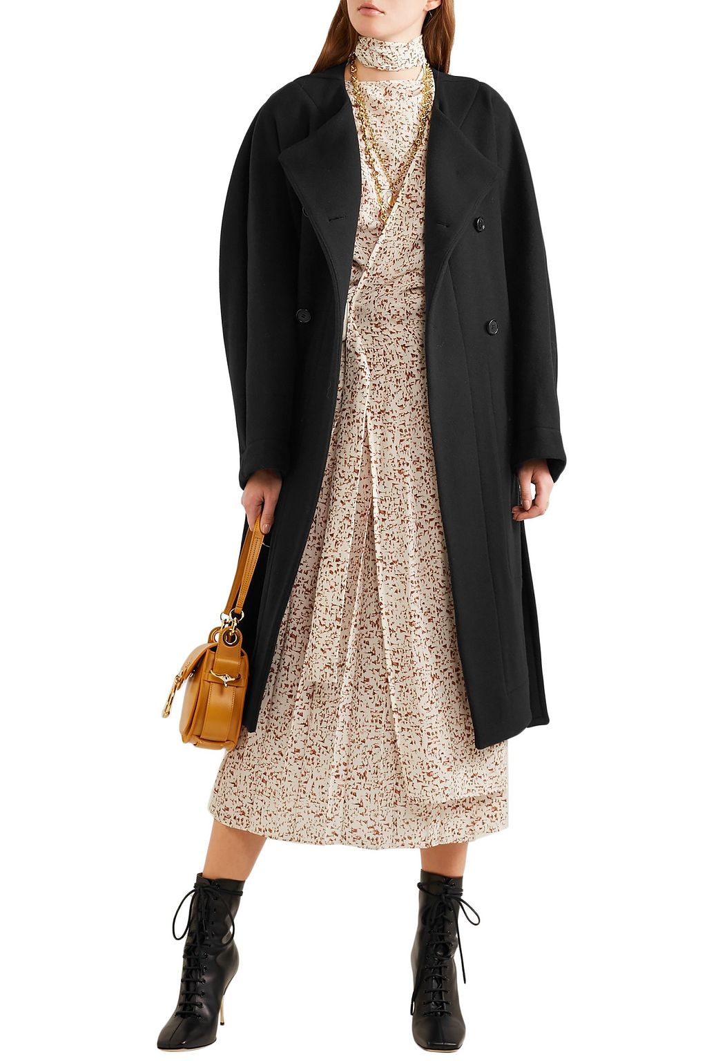 CHLOÉ Double-breasted belted wool-blend felt coat