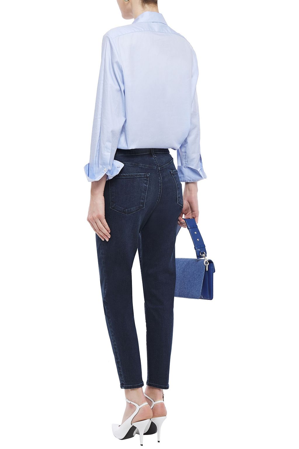 J BRAND Distressed high-rise skinny jeans