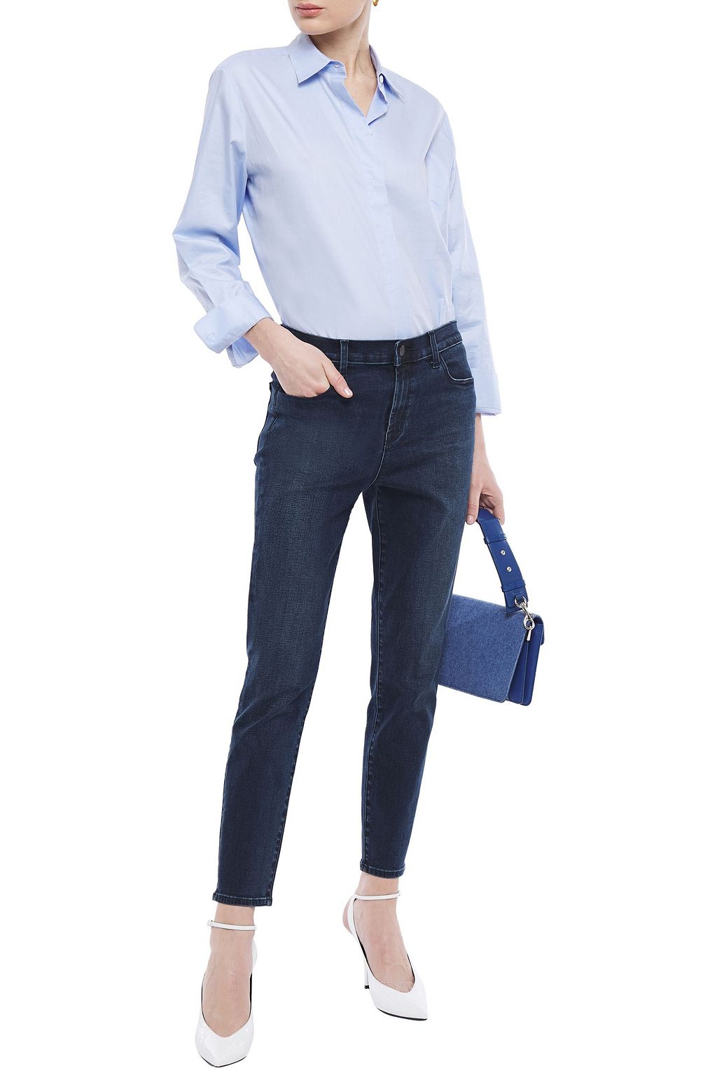 J BRAND Distressed high-rise skinny jeans