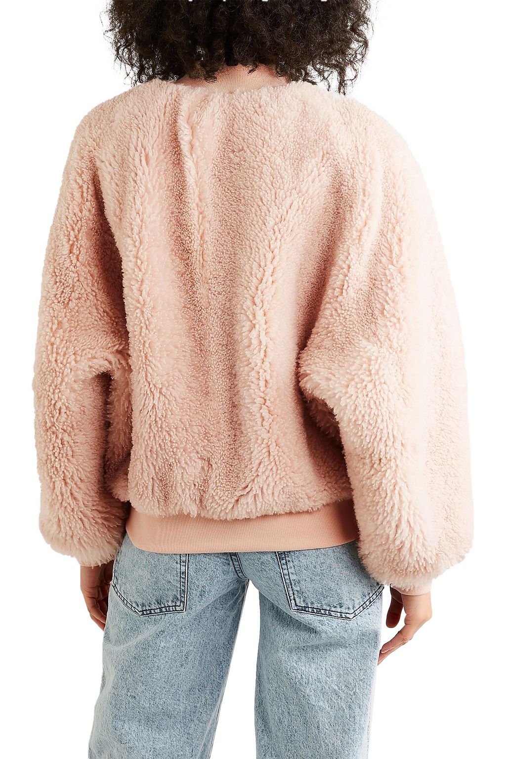 BALMAIN Button-embellished leather-trimmed shearling jacket