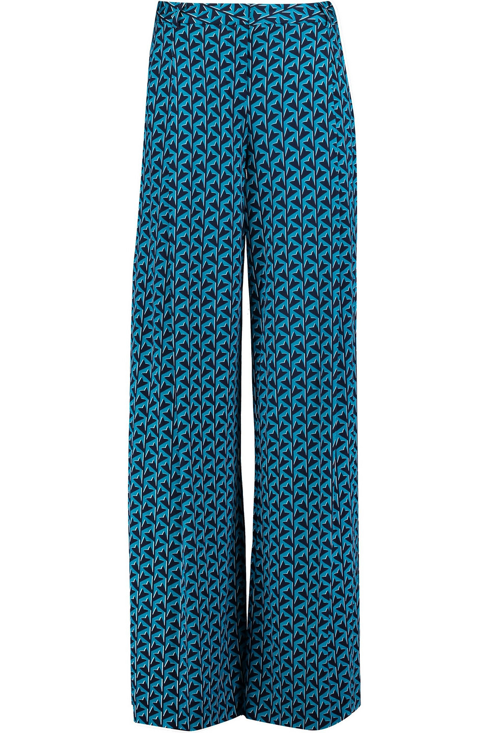 diane von furstenberg - stanton printed silk-jersey wide-leg pants - blue - us 6