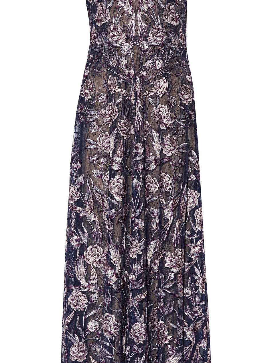 layered metallic embroidered tulle and lace gown