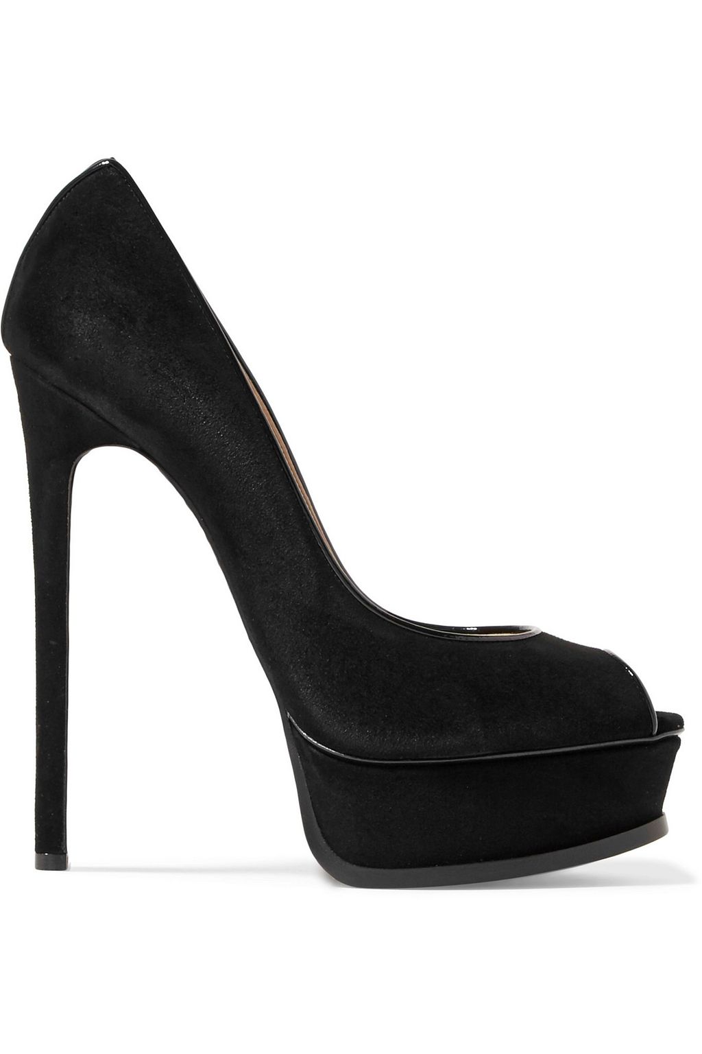 black suede platform pumps
