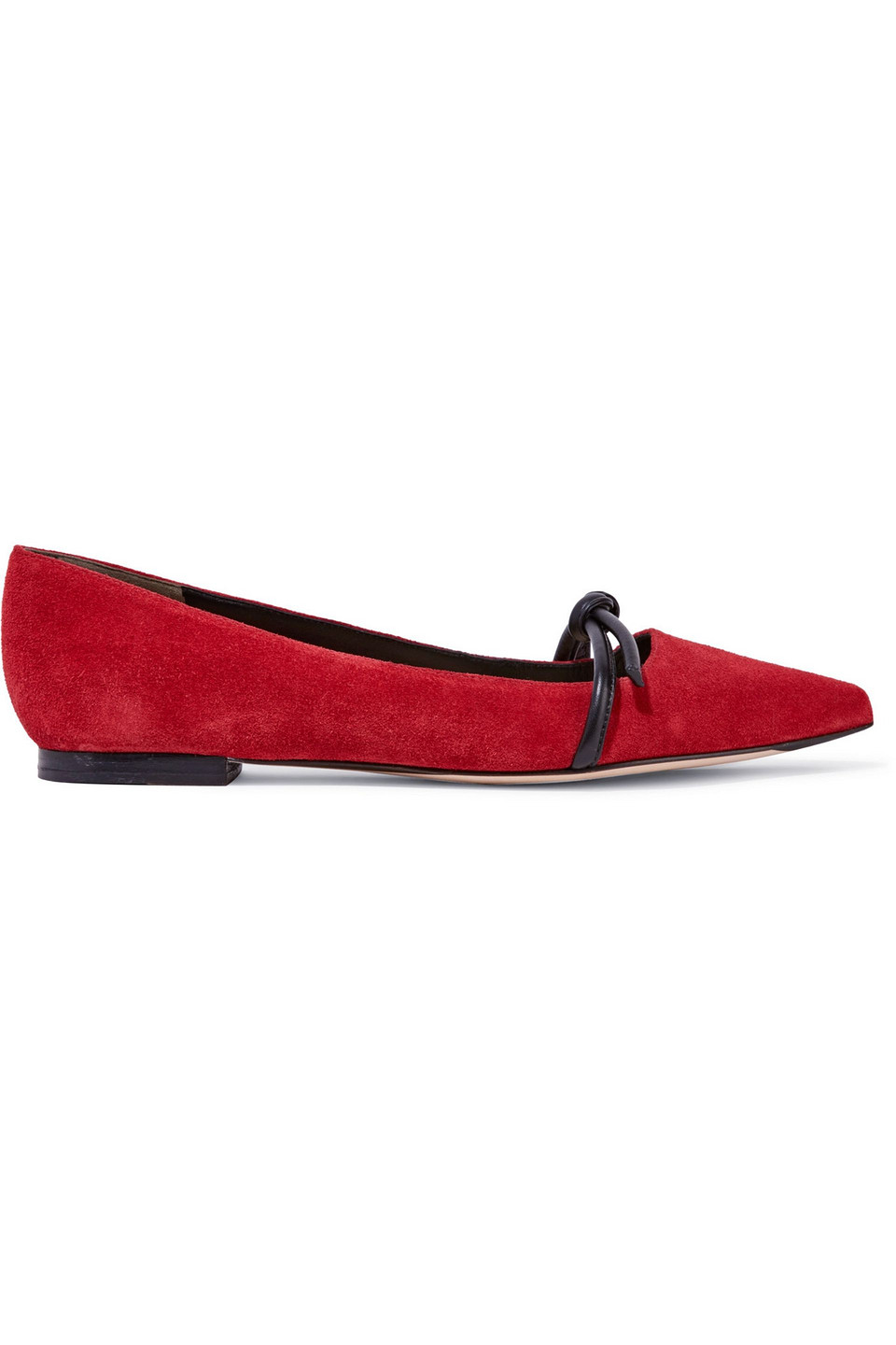 Kiddie leather-trimmed suede point-toe fats