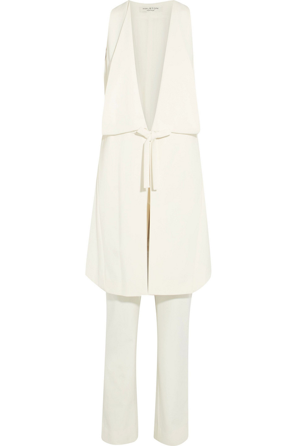 halston - draped crepe de chine jumpsuit - white - us 8