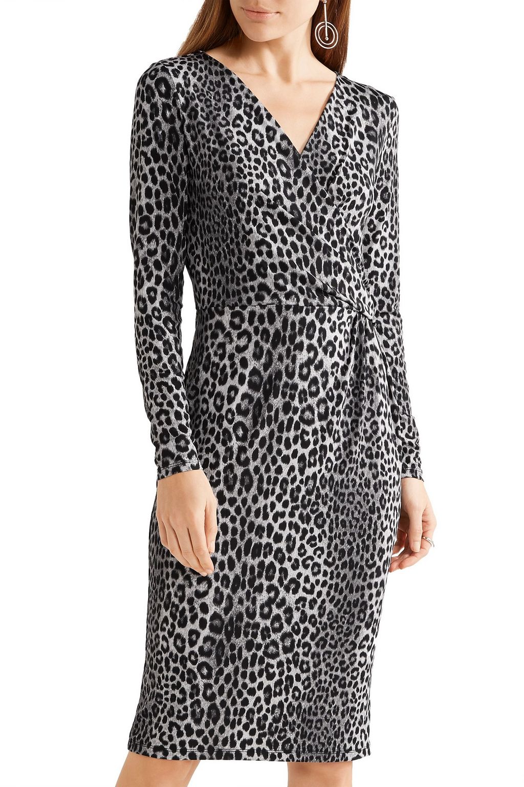 MICHAEL MICHAEL KORS Wrap-effect leopard-print stretch-jersey dress