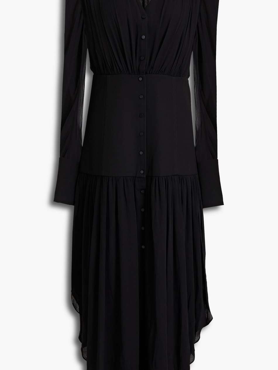mousseline and silk-blend crepe maxi dress