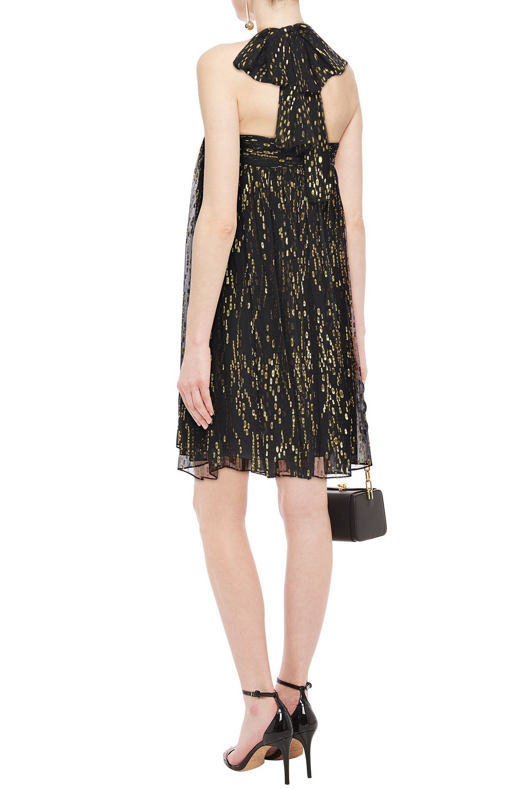 BA&SH Junon metallic fil coupé silk-blend chiffon halterneck mini dress