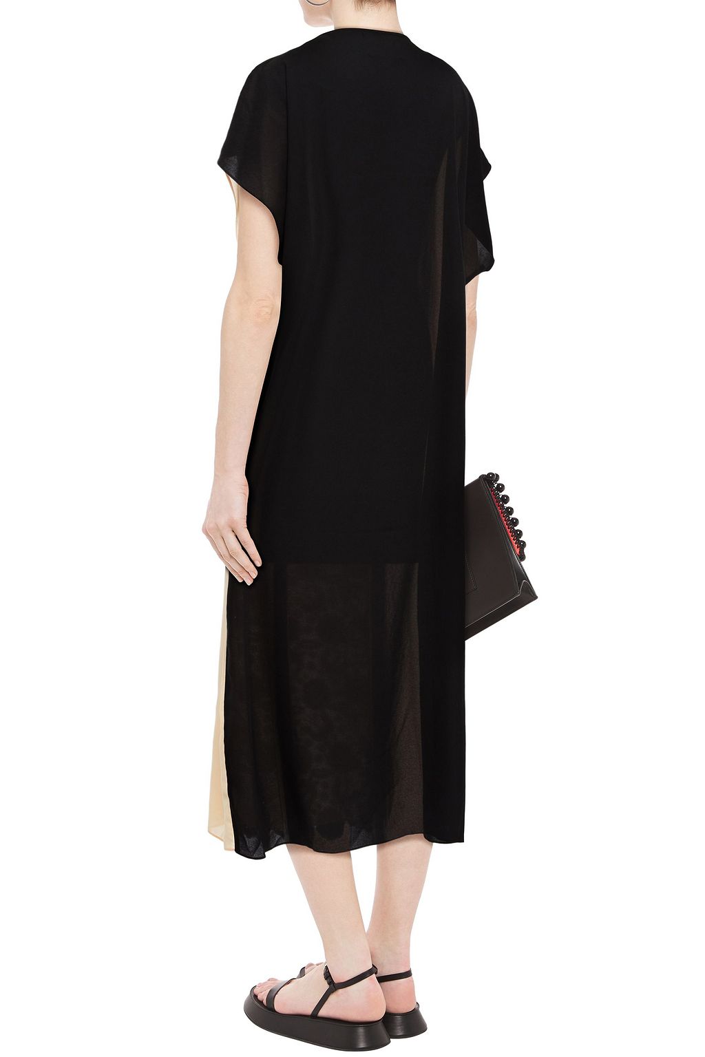ZAYAN THE LABEL Paloma two-tone guipure lace and crepe de chine kaftan