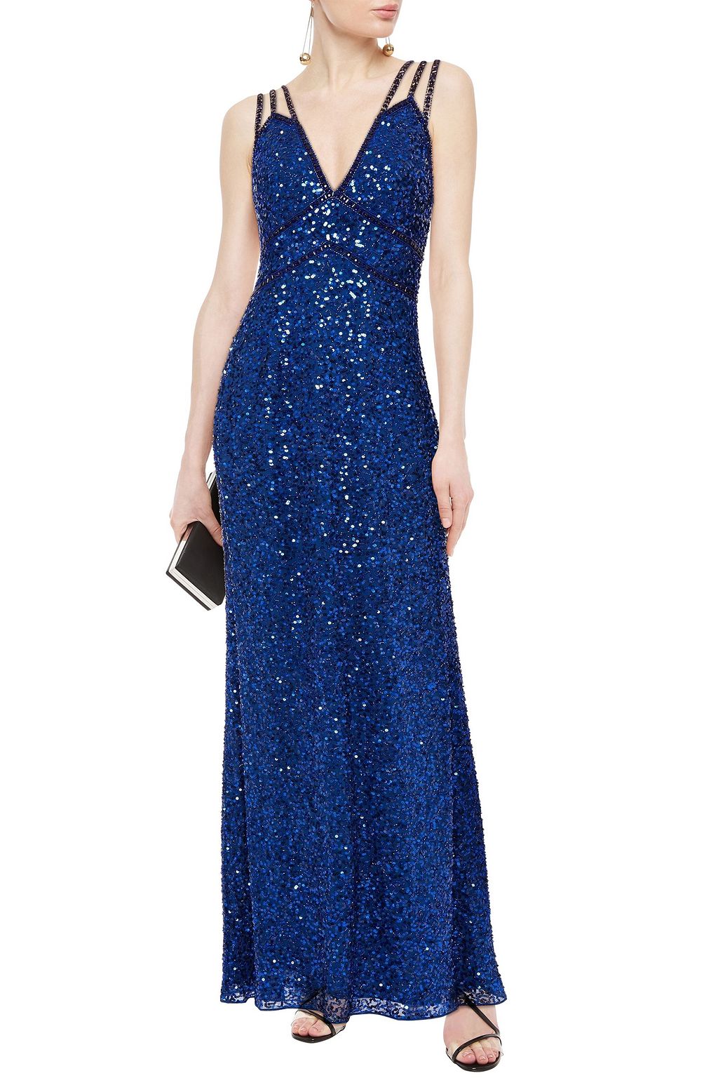 JENNY PACKHAM Tulle-paneled embellished chiffon gown