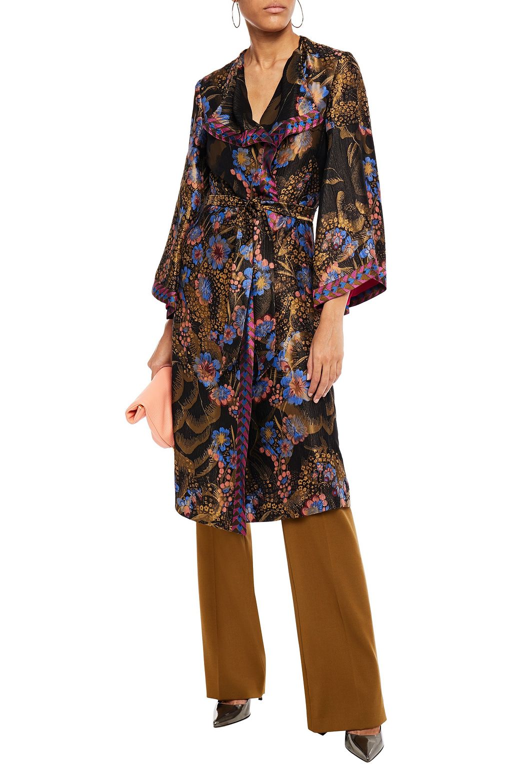 ETRO Metallic floral-jacquard kimono