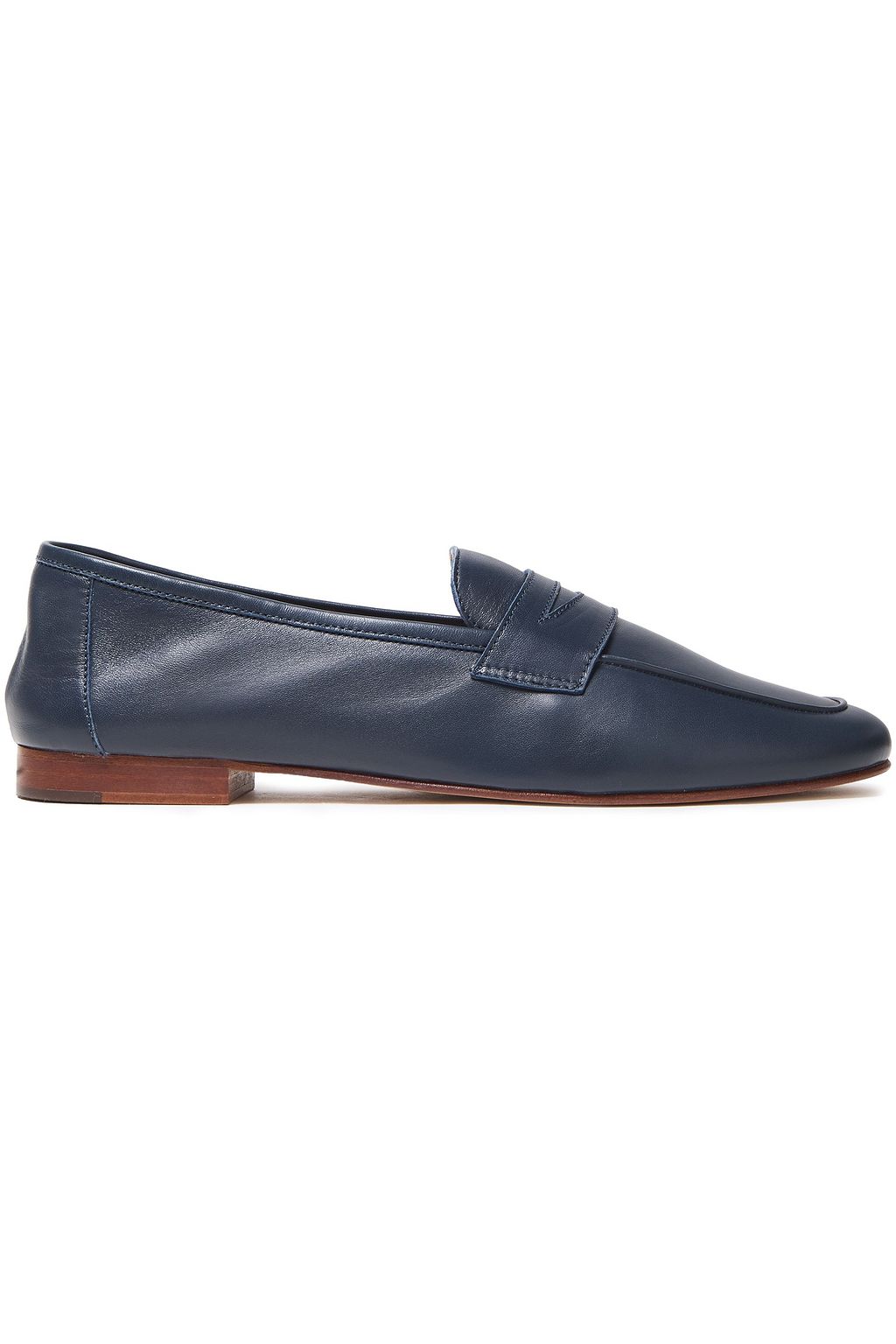 blue leather loafers