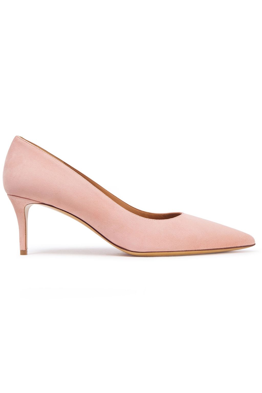 blush suede pumps